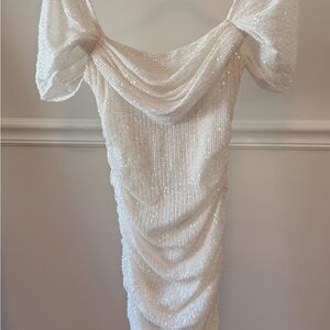 Hello Molly White Draped Mini Dress